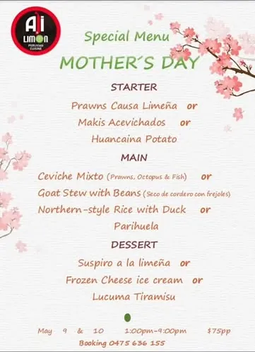 Mother's Day special Peruvian menu at Ají & Limón